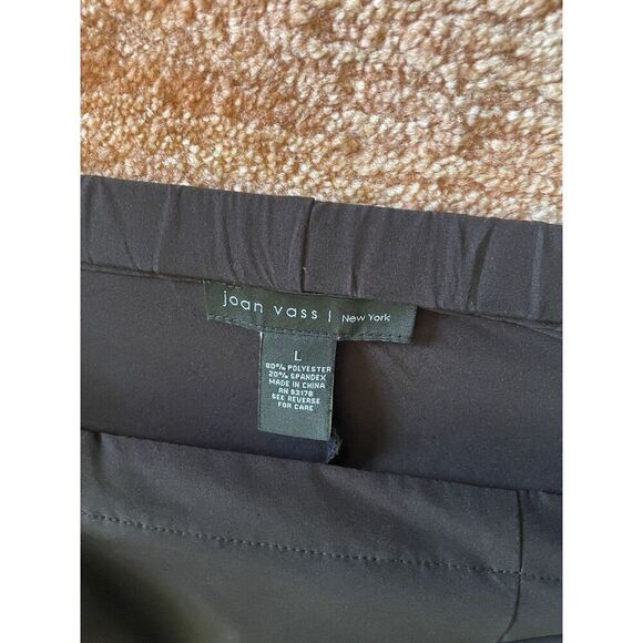 Joan Vass Women Black Straight Leg Cropped Stretch Very light and thin Pants L - Picture 2 of 8